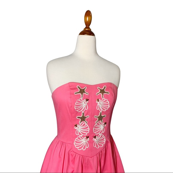 Lilly Pulitzer Pink Mayfield Strapless Dress 4 - Picture 6 of 11